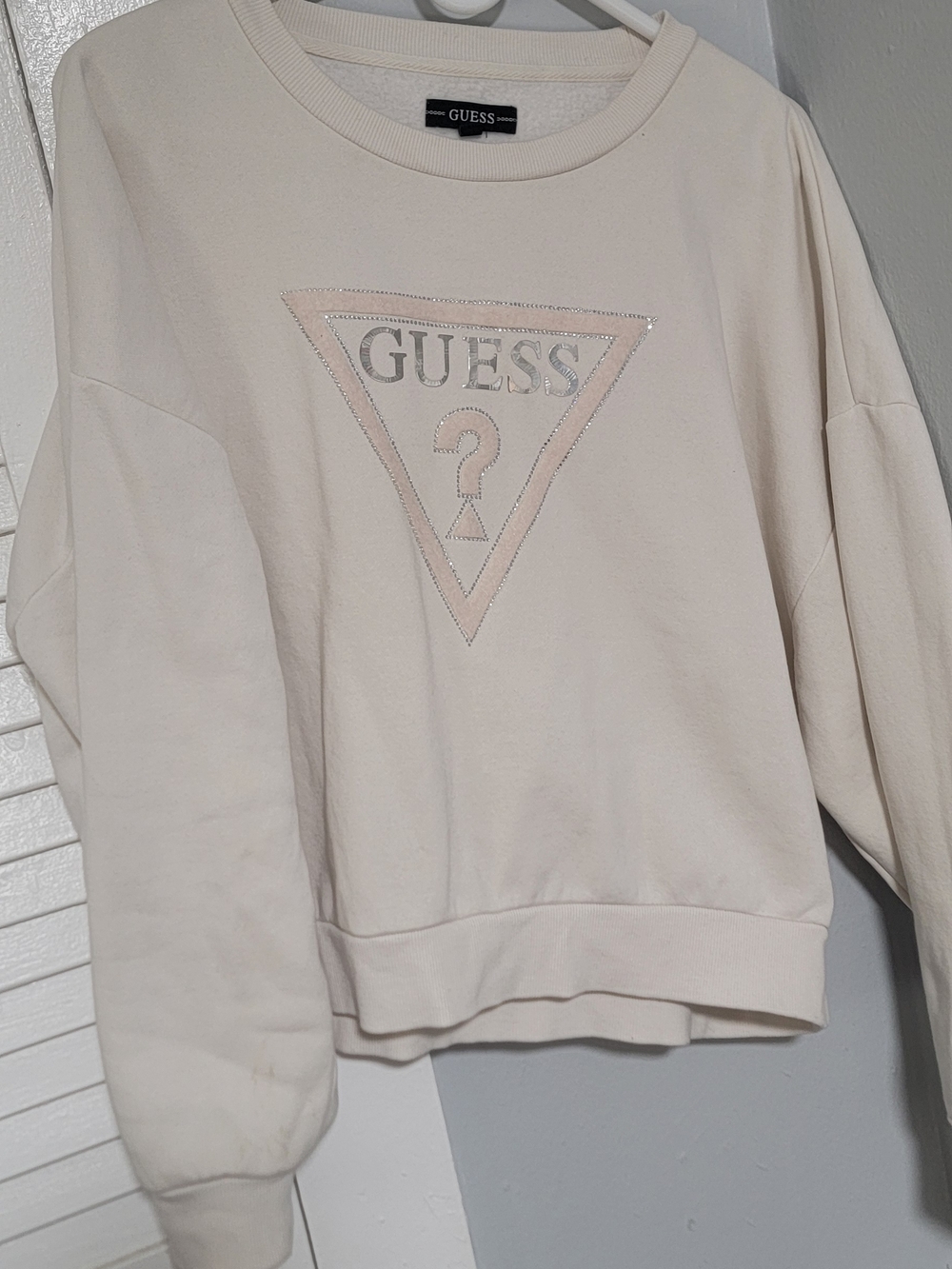 Guess Cream Logo Pullover Sweatshirt